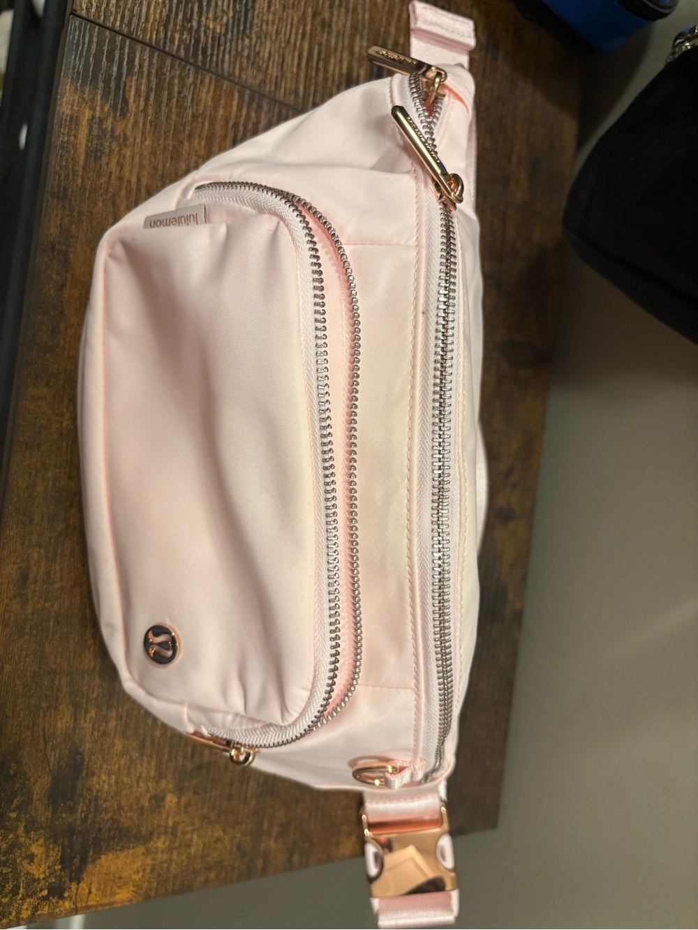 lululemon athletica Light Pink Crossbody Belt Bag with Rose Gold Hardware